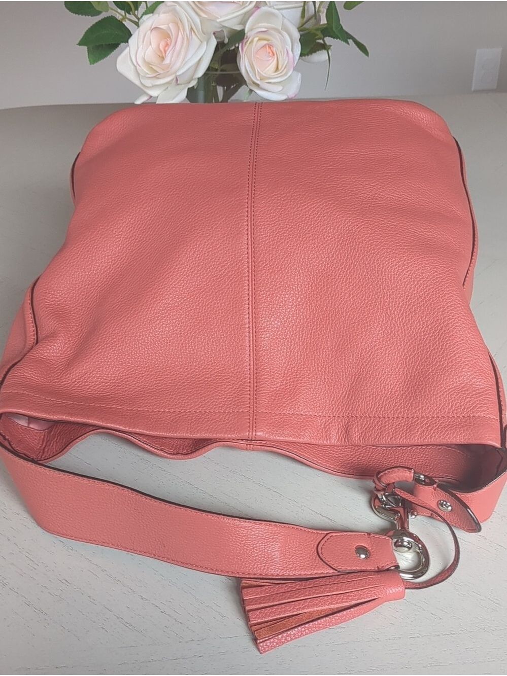 Coach Large coral Avery Leather Hobo Shoulder Bag F23309 Pebbled Leather - Picture 8 of 11